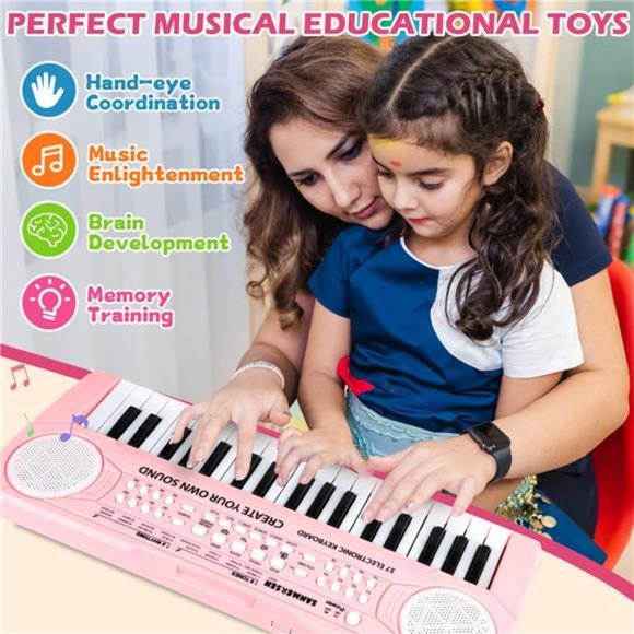 Keyboard Piano for Kids 37 Keys Music Piano with Microphone Portable Musical Toy - Picture 6 of 6